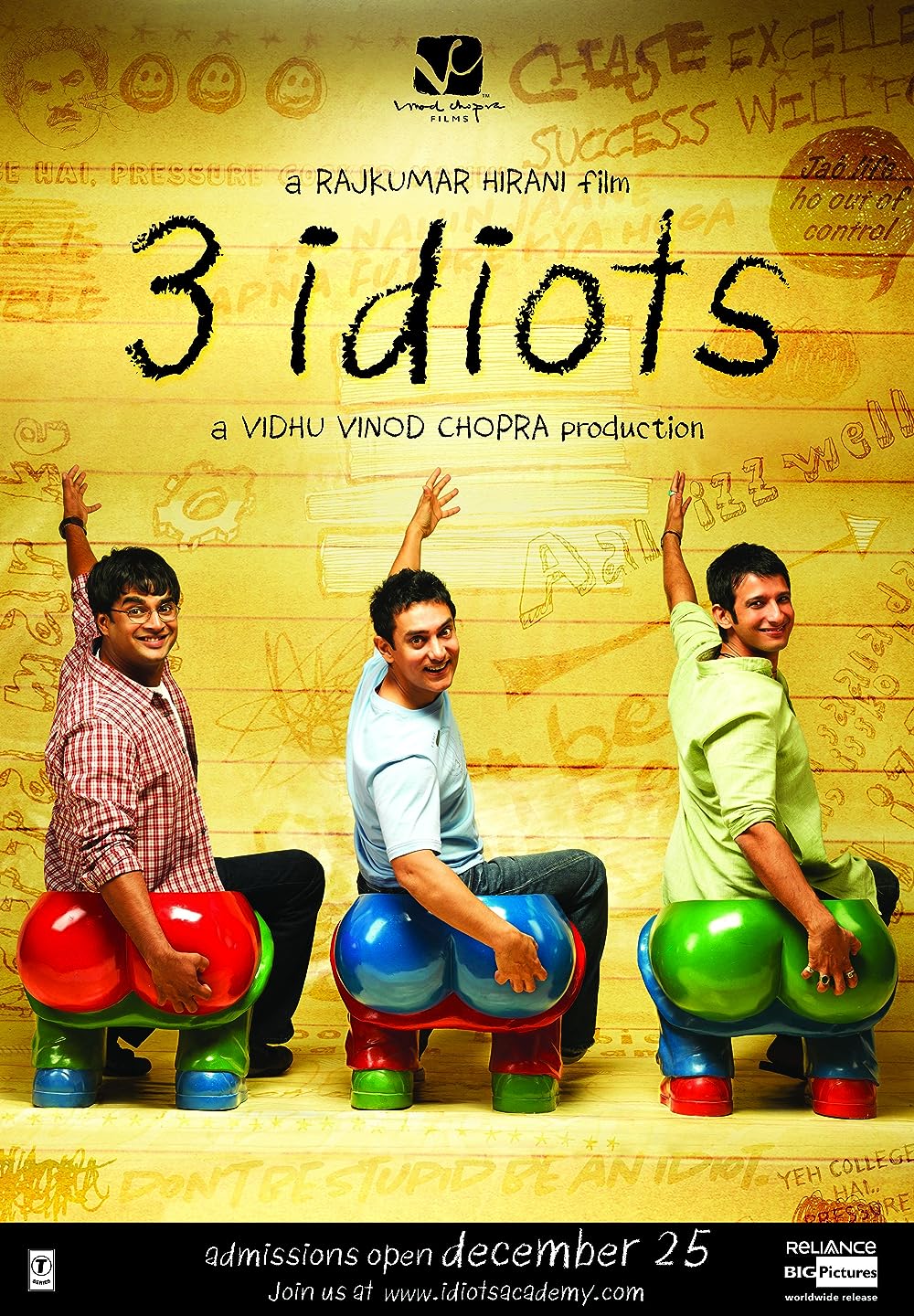 Download 3 Idiots (2009) Hindi Movie Bluray || 720p [1.5GB] || 1080p [2.8GB]